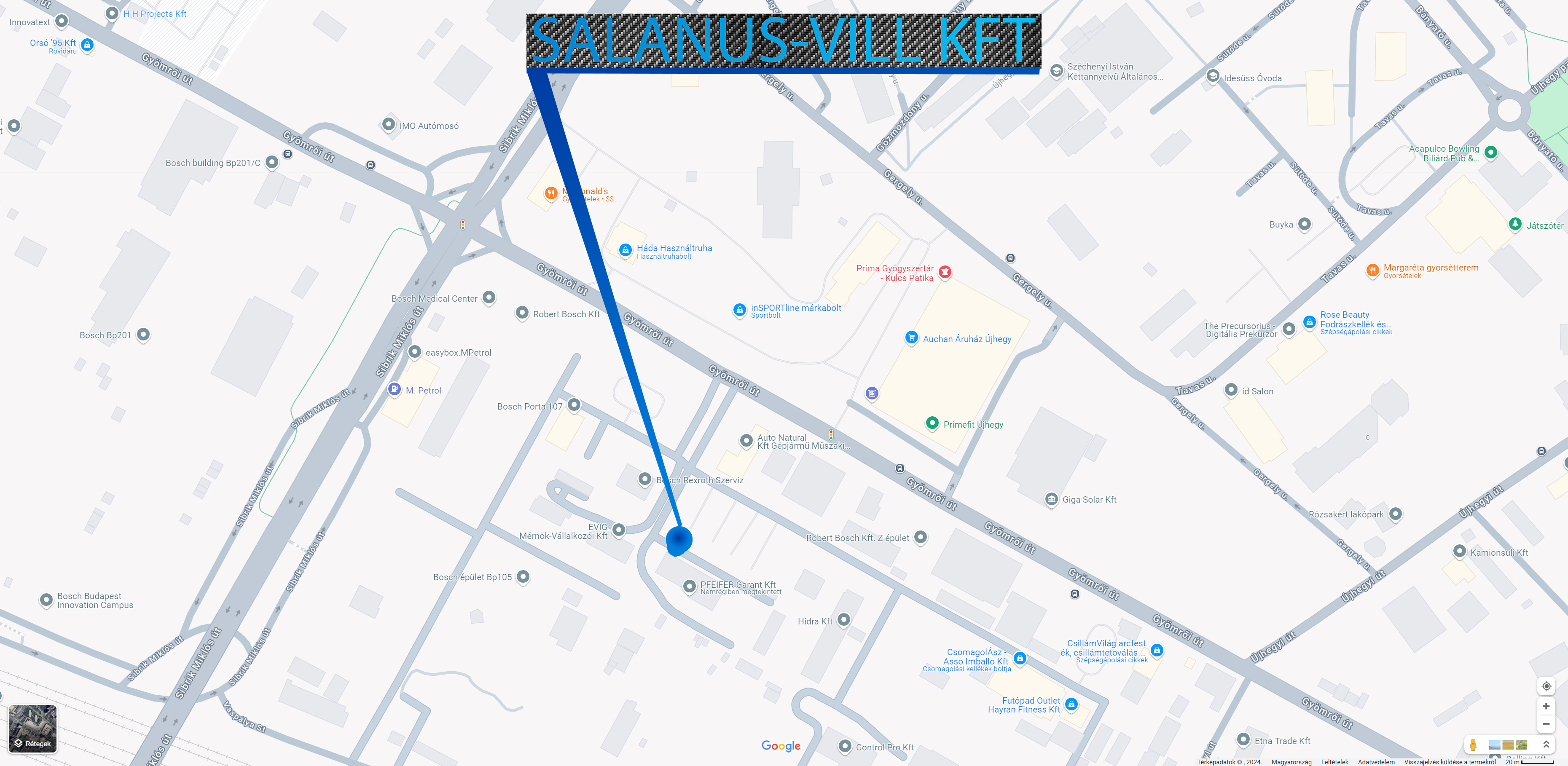 Salanus-Vill Kft. iroda jelölése térképen, 1103 Budapest, Gyömrői út 108-126. 1. em. 7. ajtó